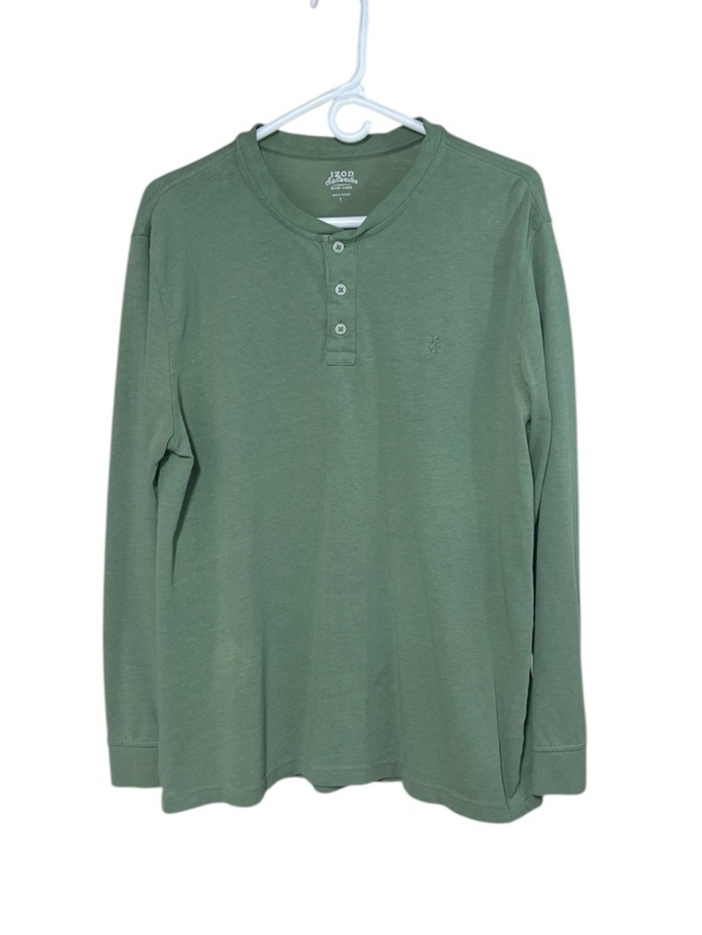 IZOD Saltwater Relaxed Classics Men’s Henley Long Sleeve Tee Green Large